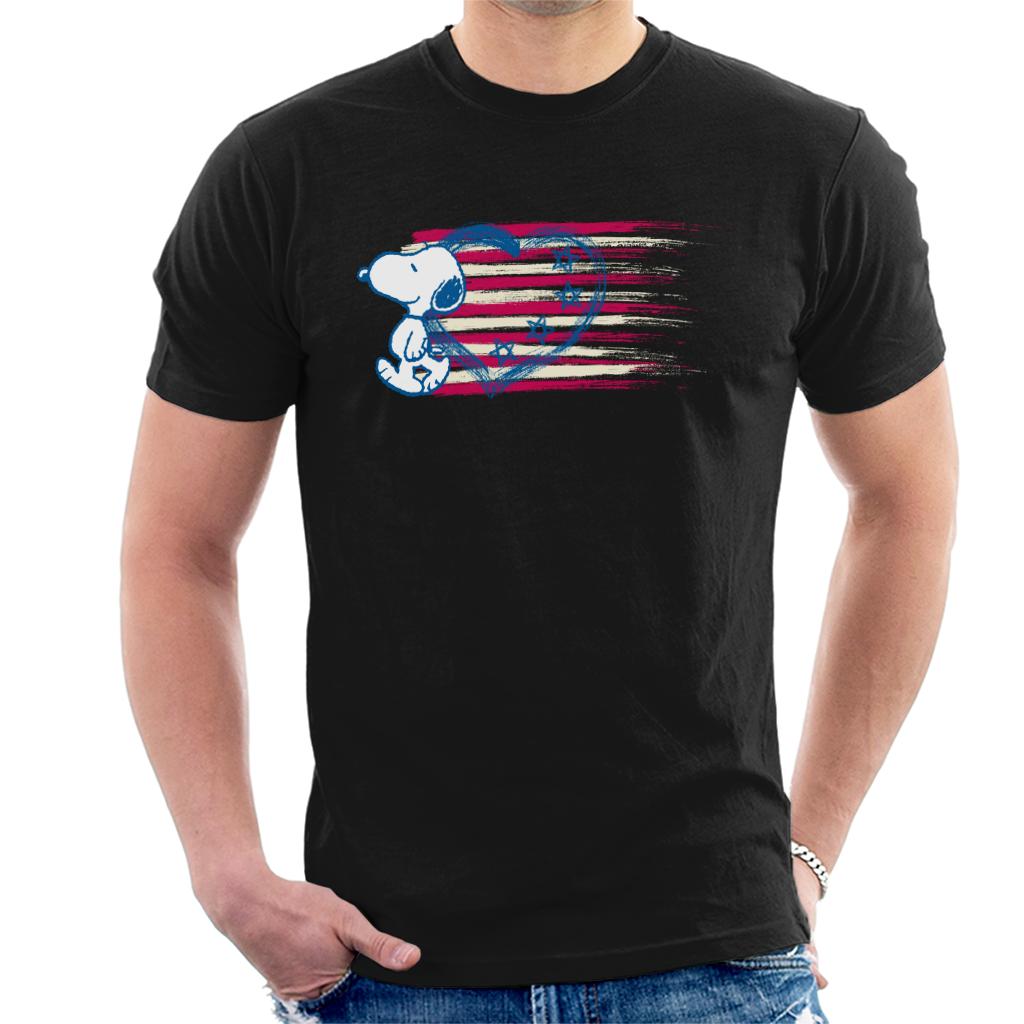 Peanuts Snoopy Patriotic Heart Flag Men's T-Shirt product image 1