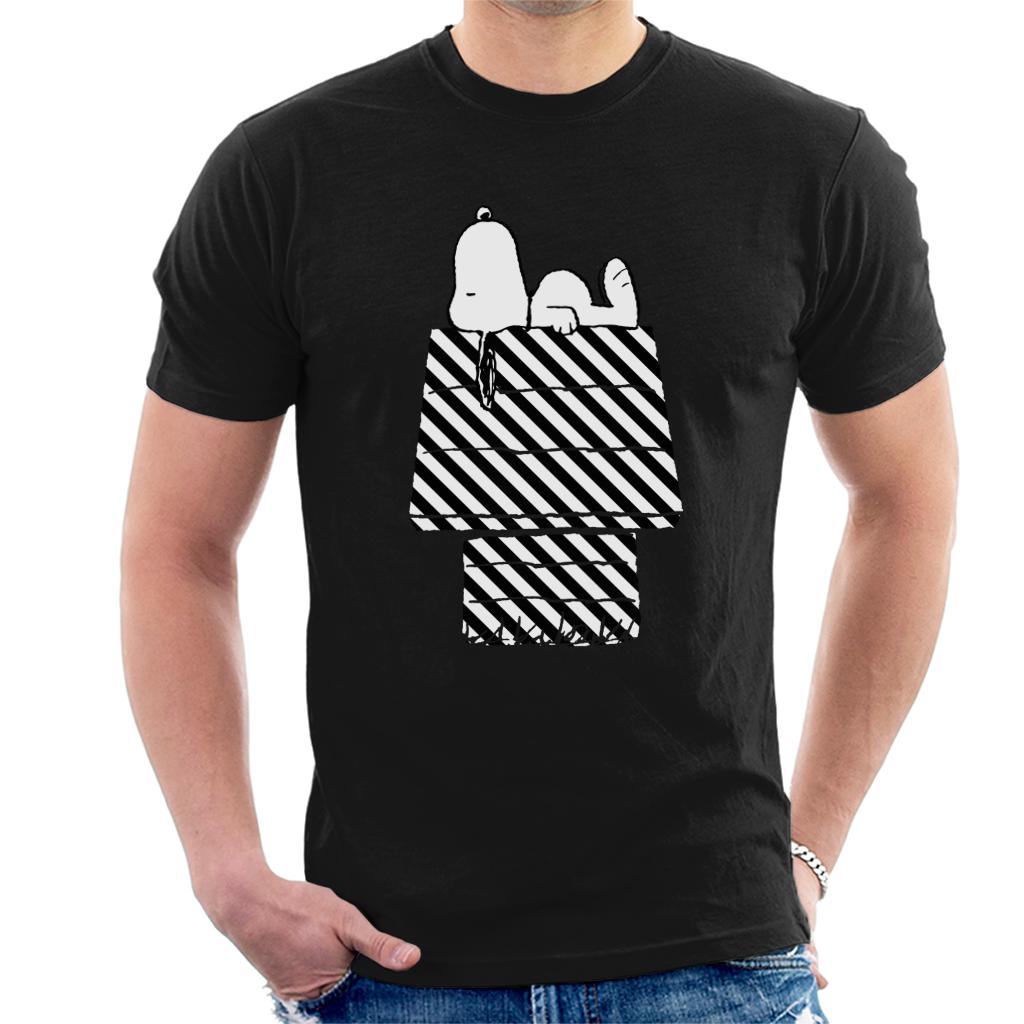 Peanuts Snoopy Black And White Stripe Kennel Men's T-Shirt product image 1