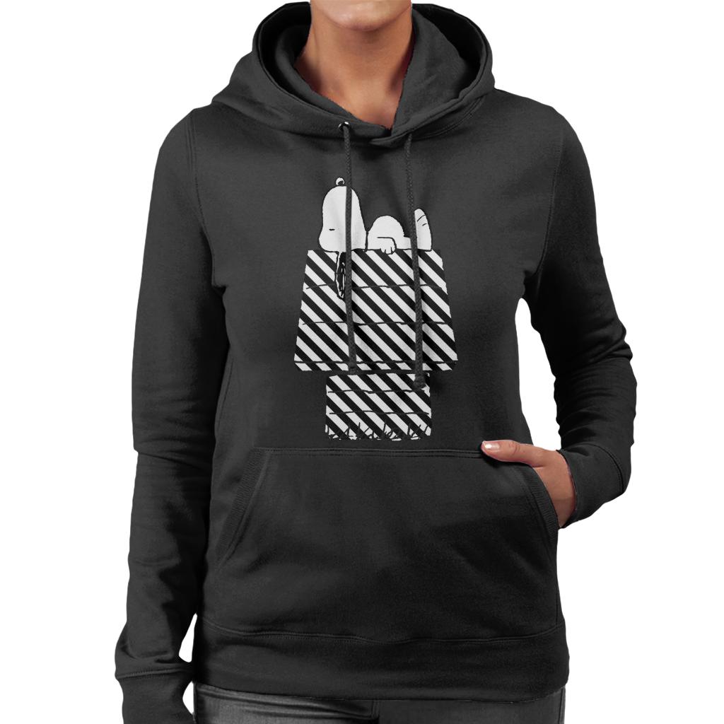 Peanuts Snoopy Black And White Stripe Kennel Women's Hooded product image 1