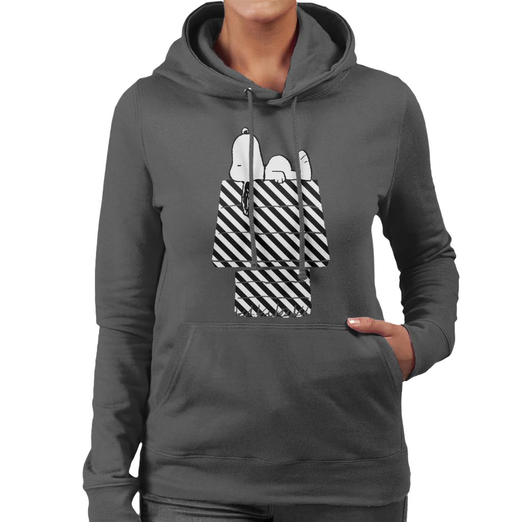 Peanuts Snoopy Black And White Stripe Kennel Women's Hooded product image 4