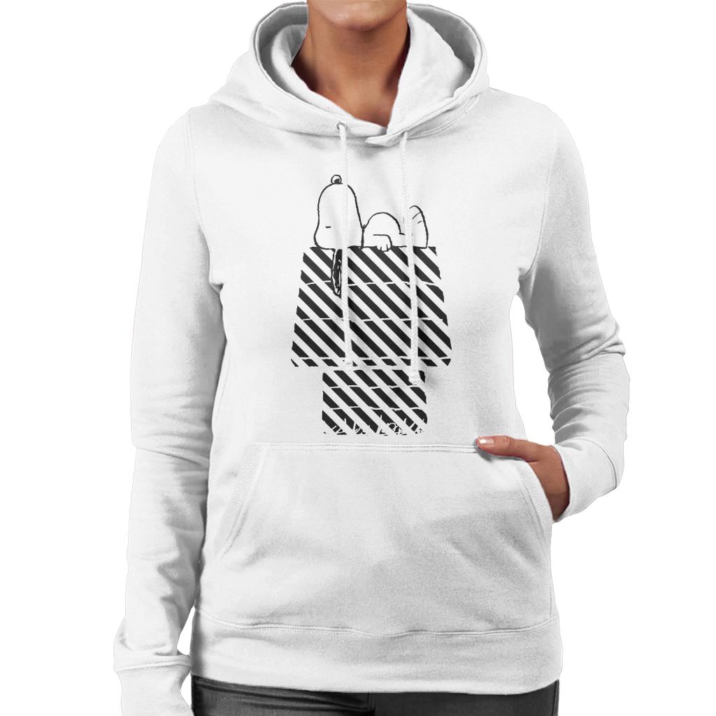 Peanuts Snoopy Black And White Stripe Kennel Women's Hooded product image 6