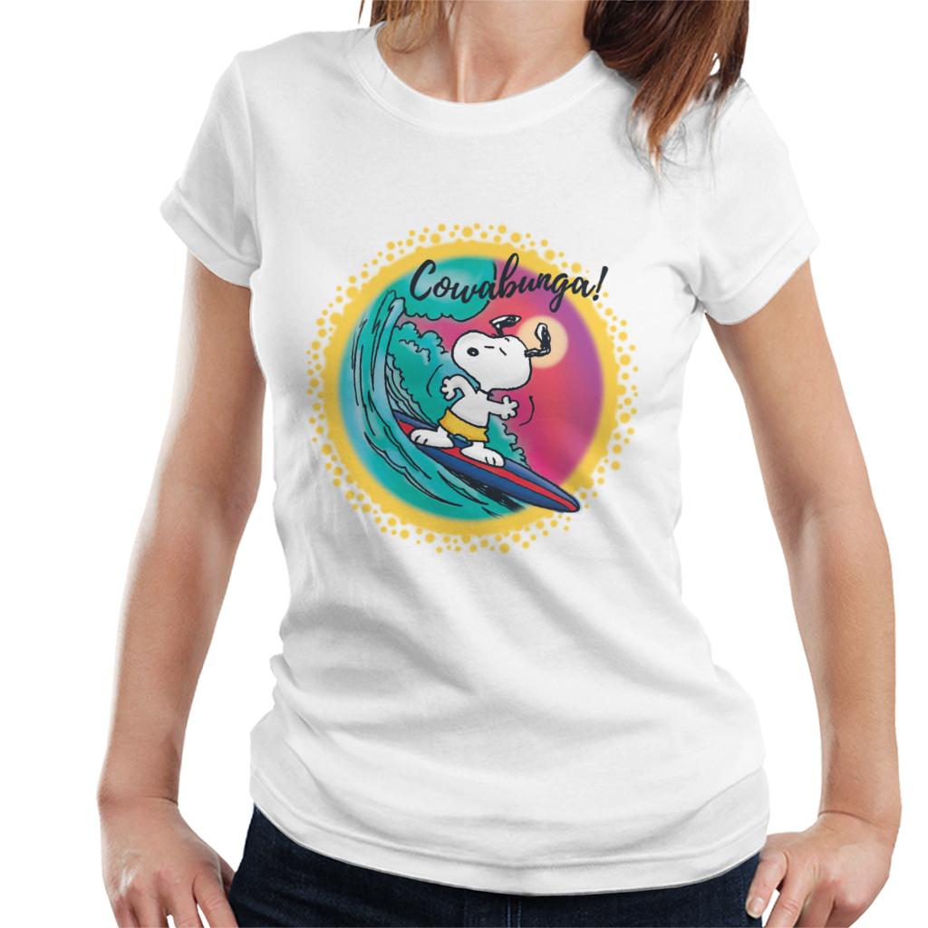 Peanuts Snoopy Surfing Cowabunga Women's T-Shirt product image 1