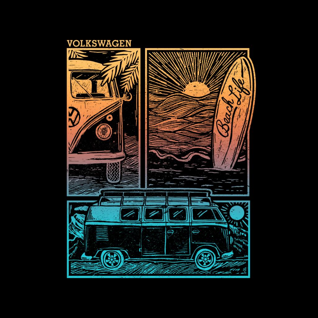 Volkswagen Beach Life Camper Sunset Doodle Men's T-Shirt product image 2