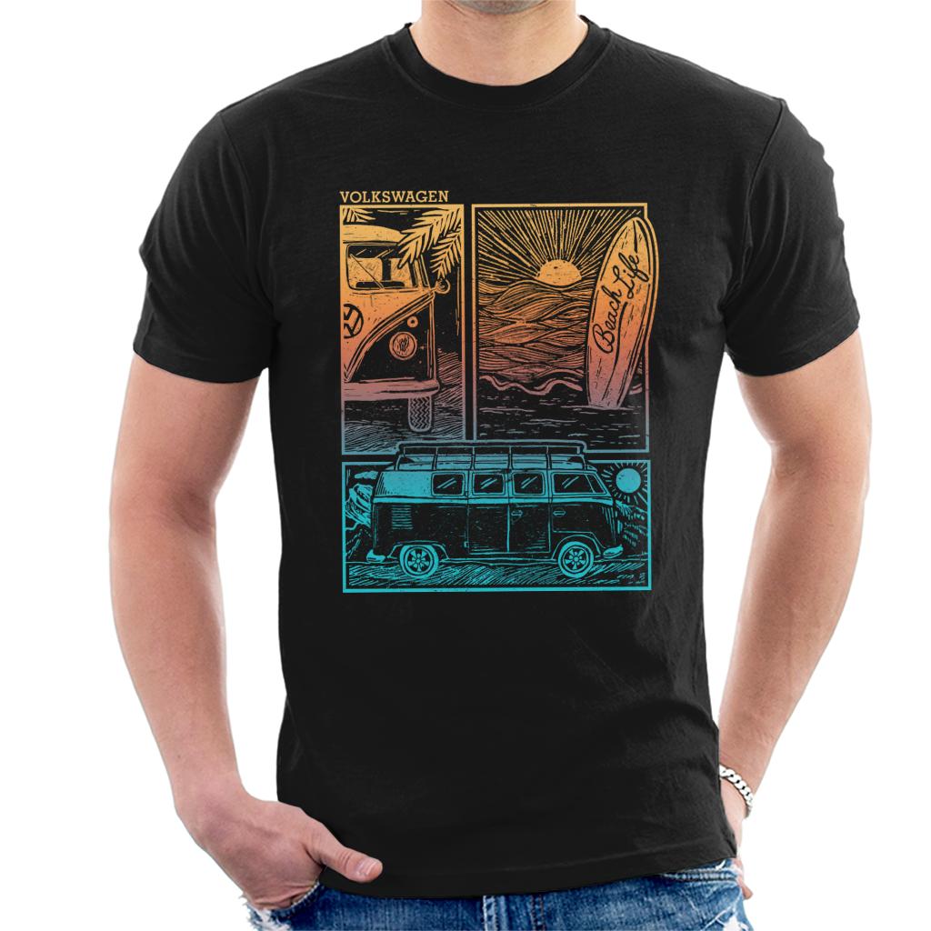 Volkswagen Beach Life Camper Sunset Doodle Men's T-Shirt product image 1