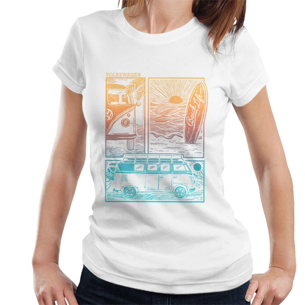 Volkswagen Beach Life Camper Sunset Doodle Women's T-Shirt product image 1