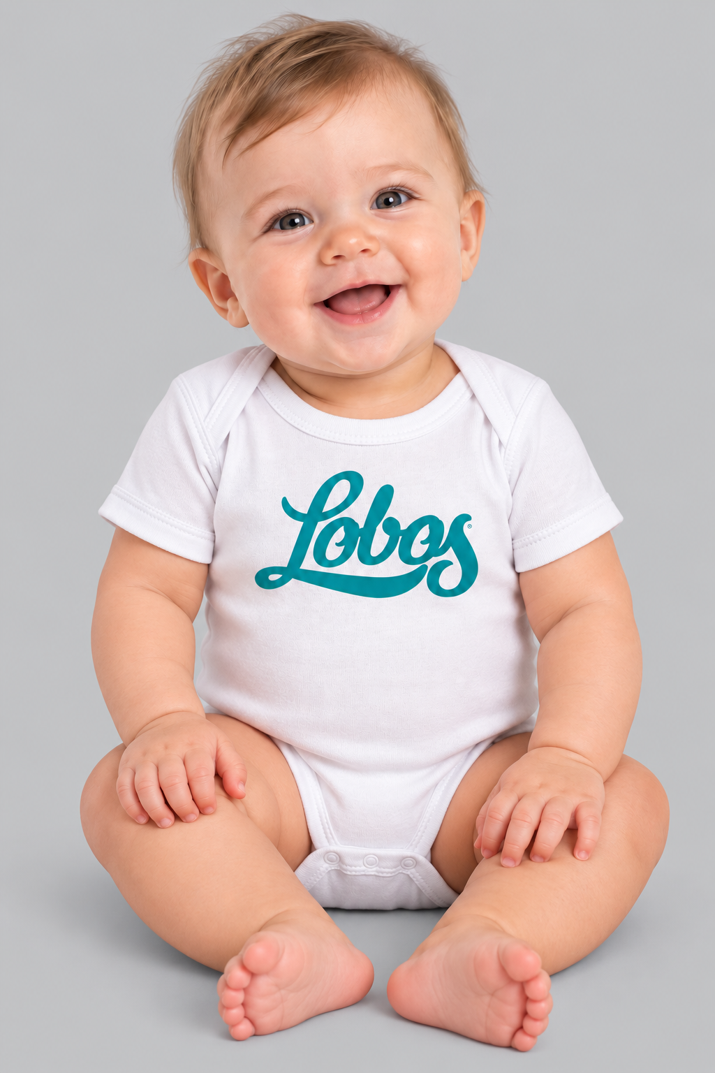 Lobos Script - Rabbit Skins Infant Short Sleeve Baby Rib Bodysuit