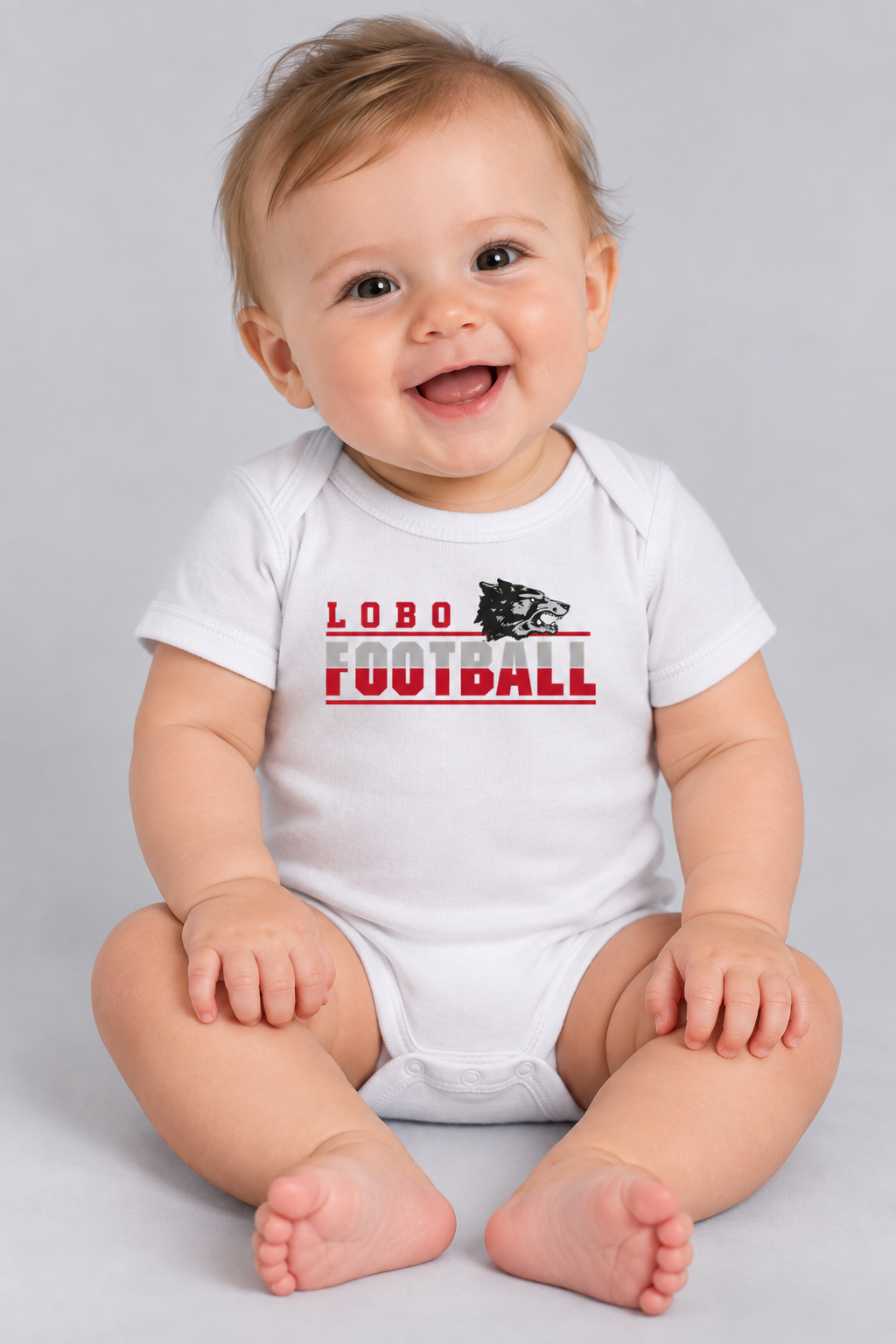 Lobo Football Classic - Rabbit Skins Infant Short Sleeve Baby Rib Bodysuit