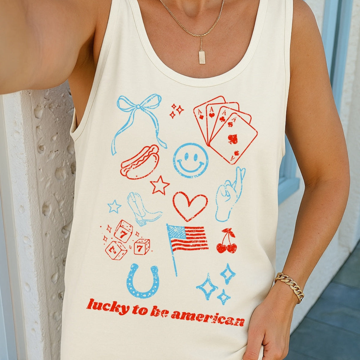 'Lucky To Be American' Tank Top