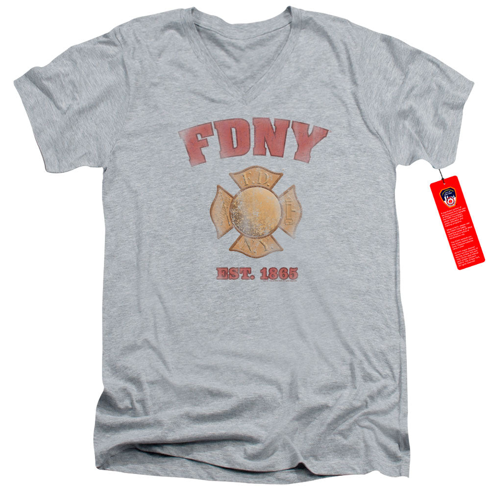 New York City - Fdny Vintage Badge Adult Slim Fit V Neck product image 1