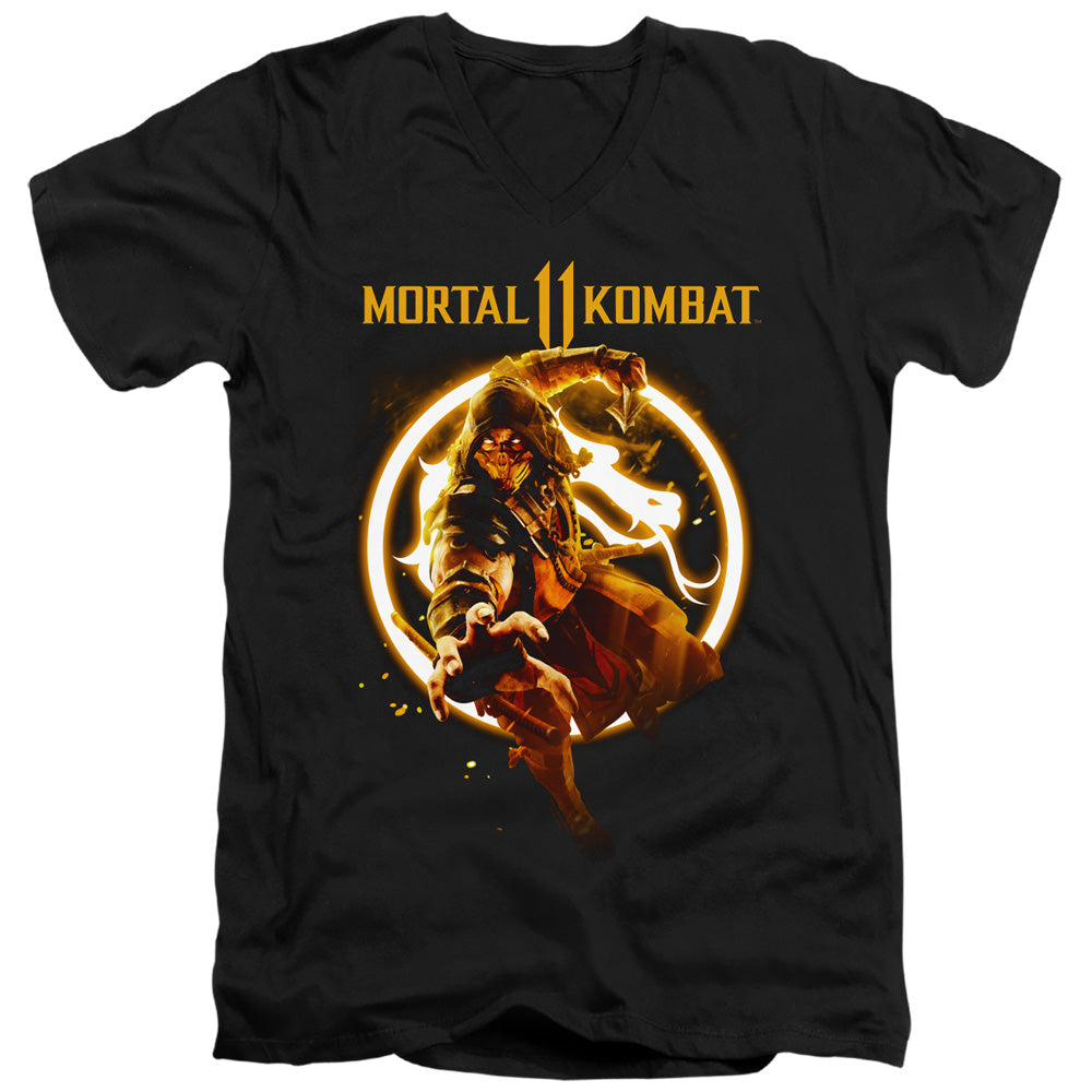 Mortal Kombat 11 - Scorpion Flames Adult Slim Fit V Neck product image 1