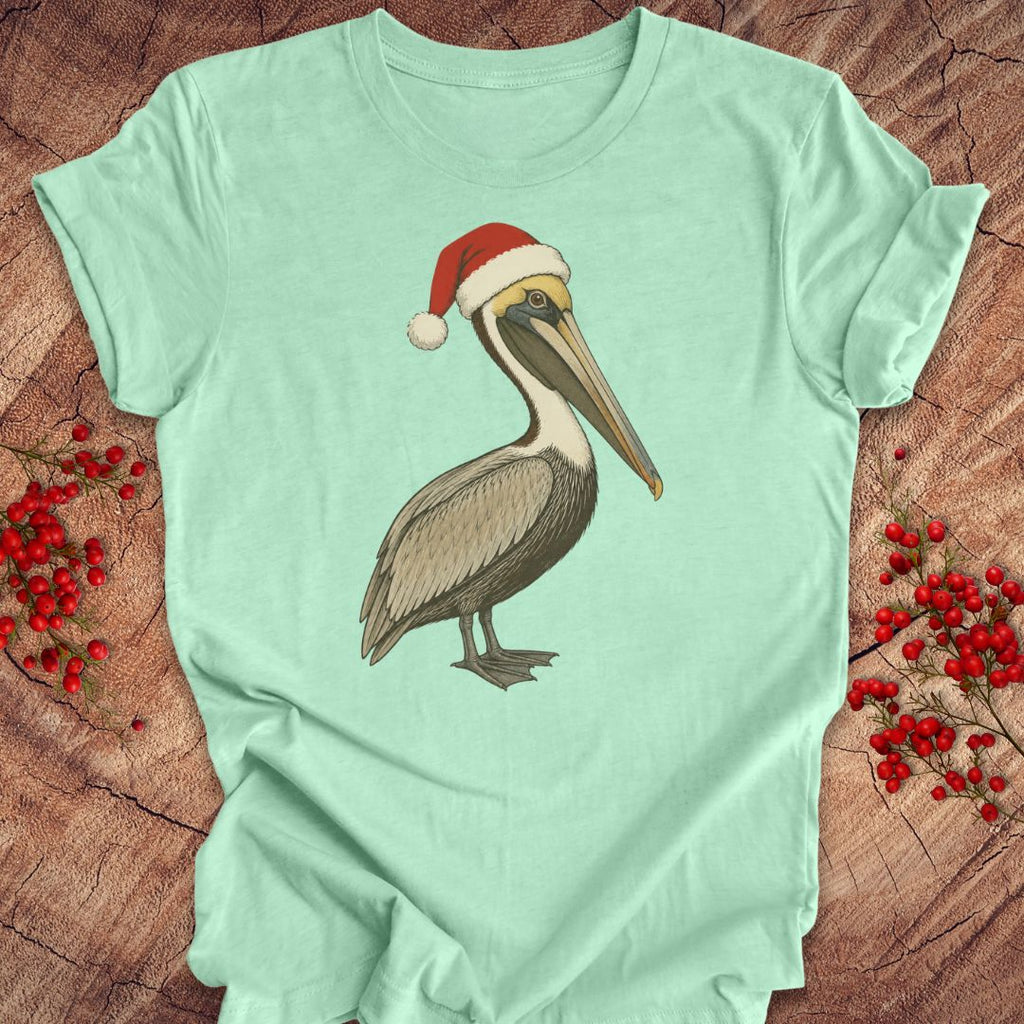 Brown Pelican Santa Hat Tee
