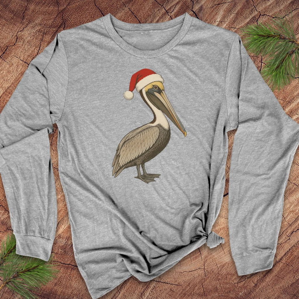 Brown Pelican Santa Hat Long-Sleeve Tee