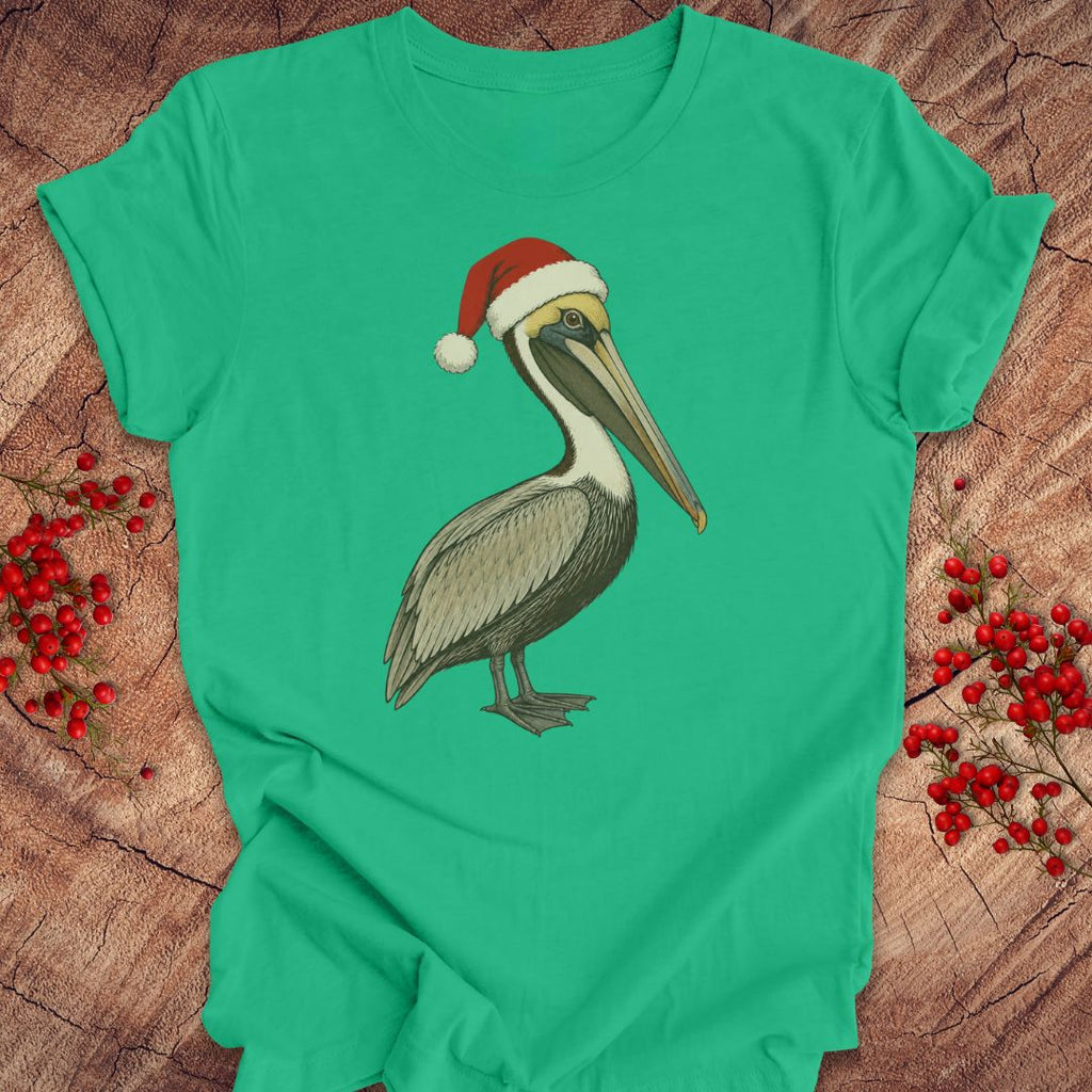Brown Pelican Santa Hat Tee