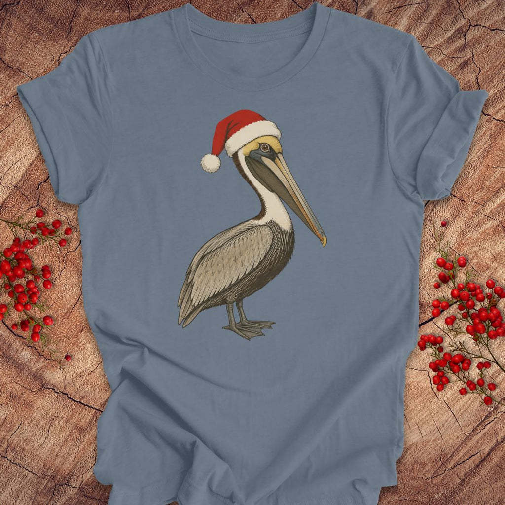 Brown Pelican Santa Hat Tee