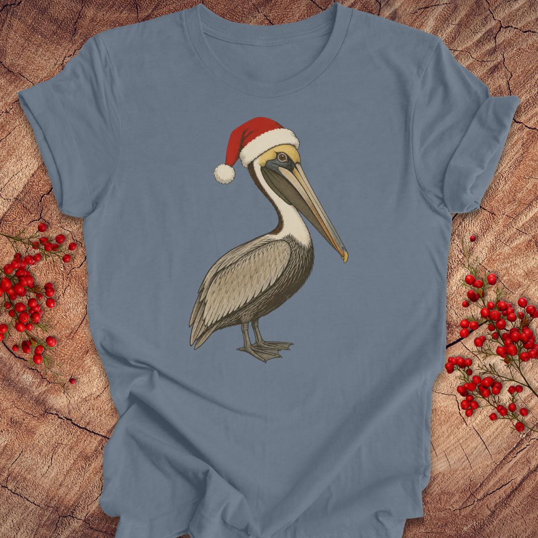 Brown Pelican Santa Hat Tee