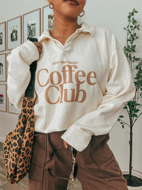 'Coffee Club' Polo Pullover