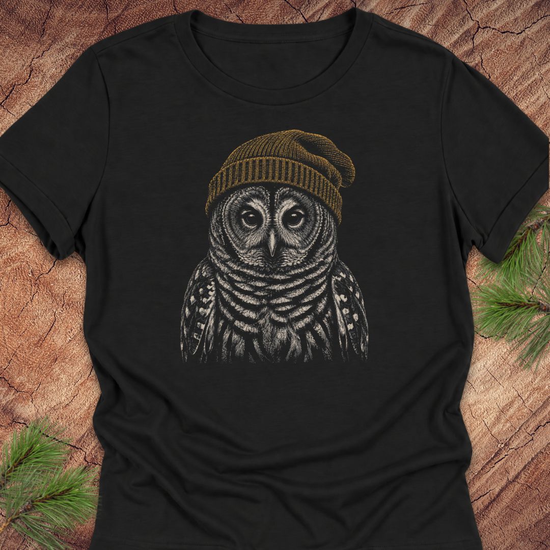 Fuzzy Cap Barred Owl Women's Relaxed Tee