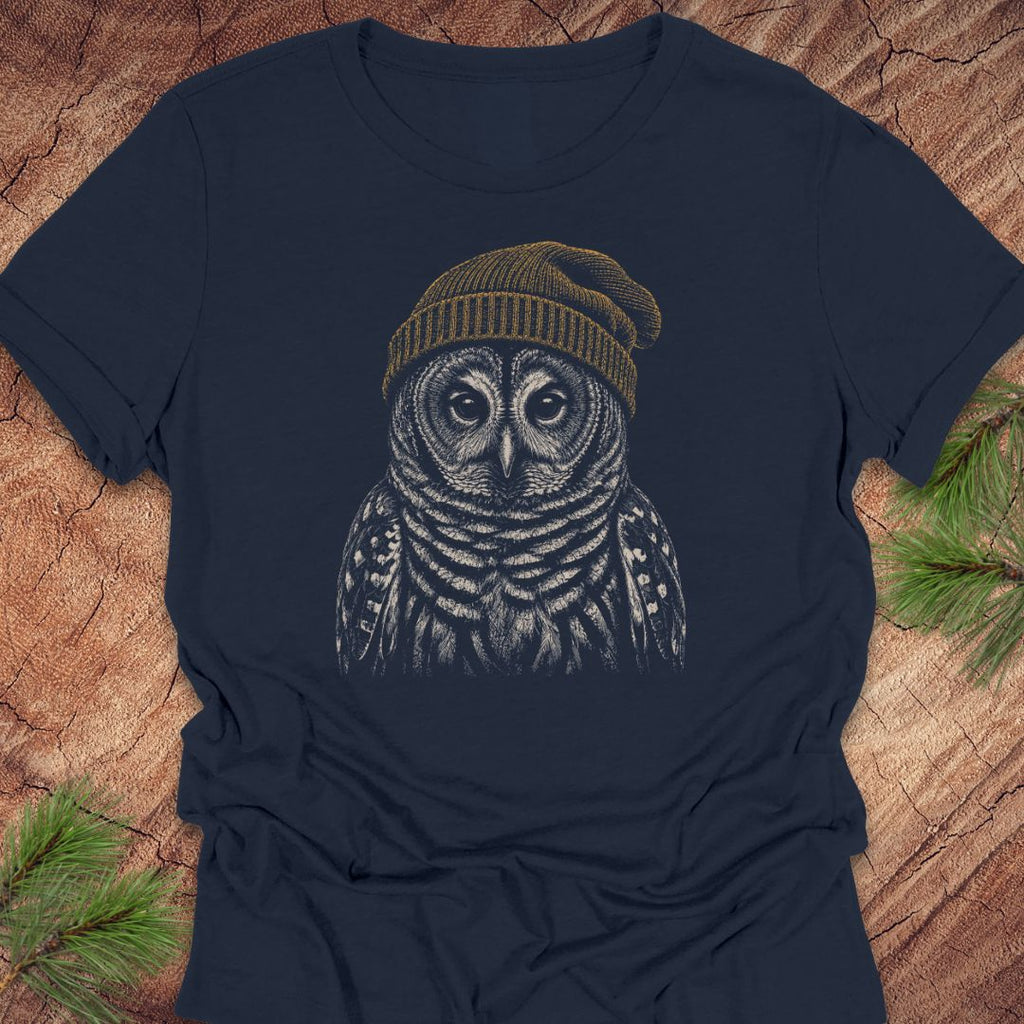 Fuzzy Cap Barred Owl Women's Relaxed Tee