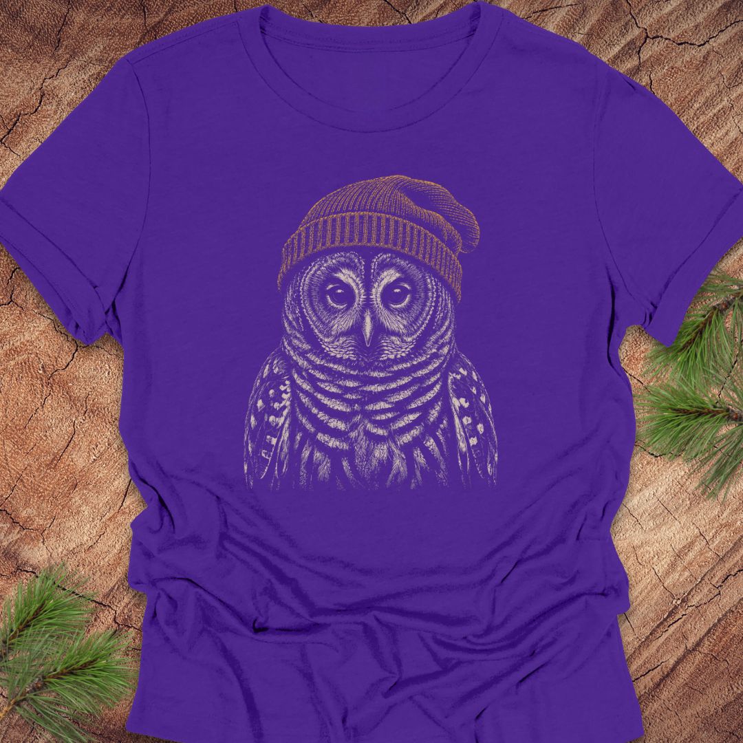 Fuzzy Cap Barred Owl Women's Relaxed Tee