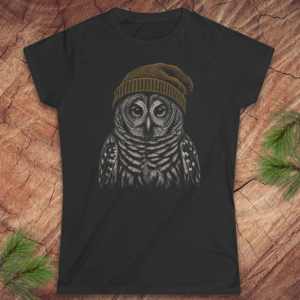 Fuzzy Cap Barred Owl Women's Tee