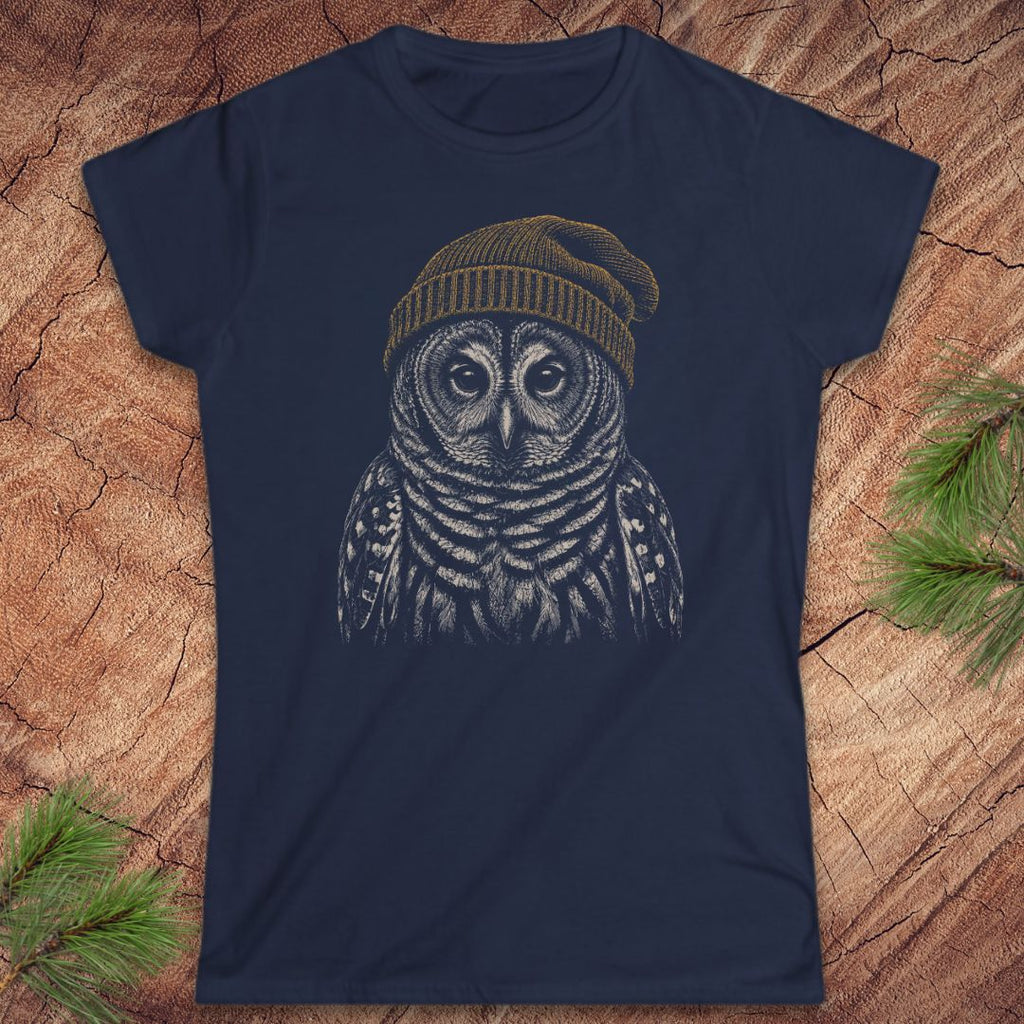 Fuzzy Cap Barred Owl Women's Tee
