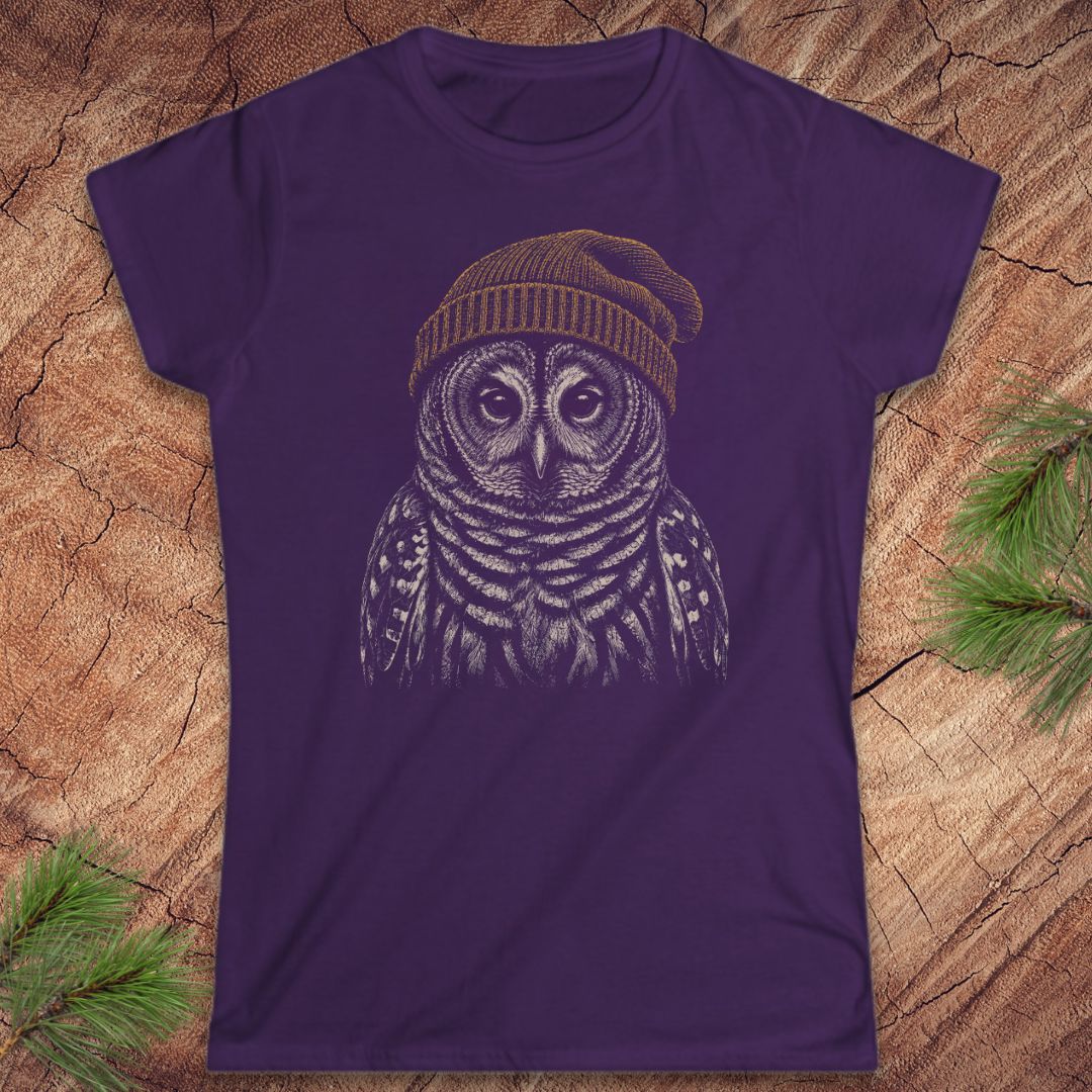 Fuzzy Cap Barred Owl Women's Tee