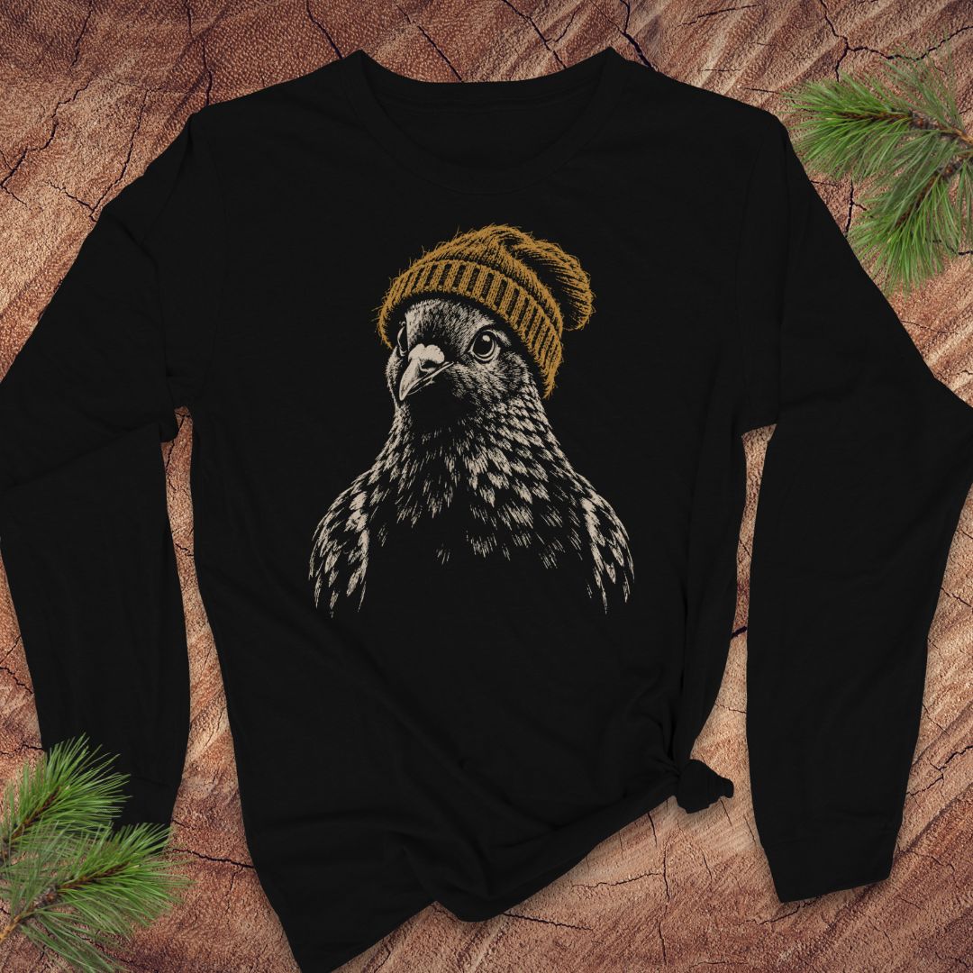 Fuzzy Cap Pigeon Long-Sleeve Tee