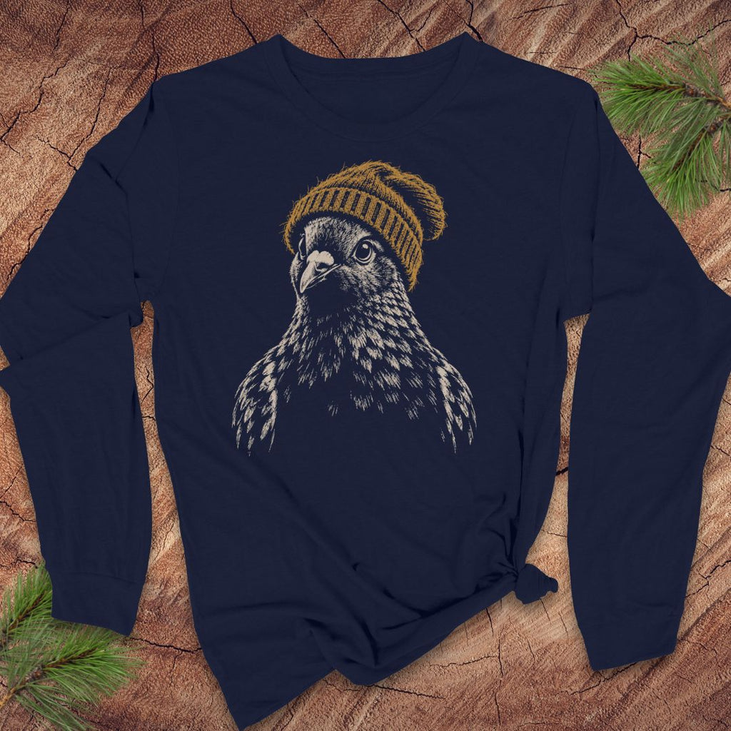 Fuzzy Cap Pigeon Long-Sleeve Tee