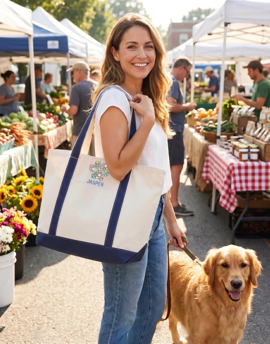Make It Yours™ 'Floral Paw Print' Canvas Boat Tote