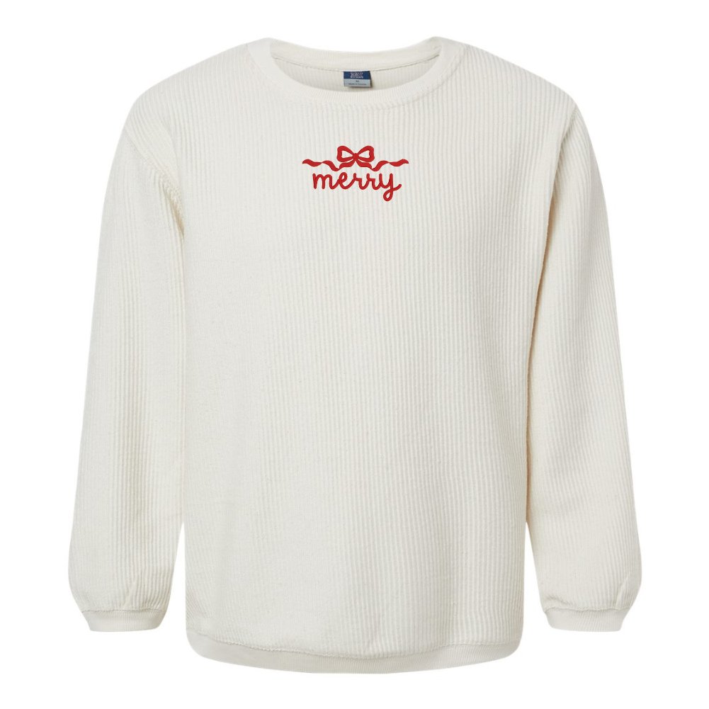 'Merry Bow' Corded Crewneck