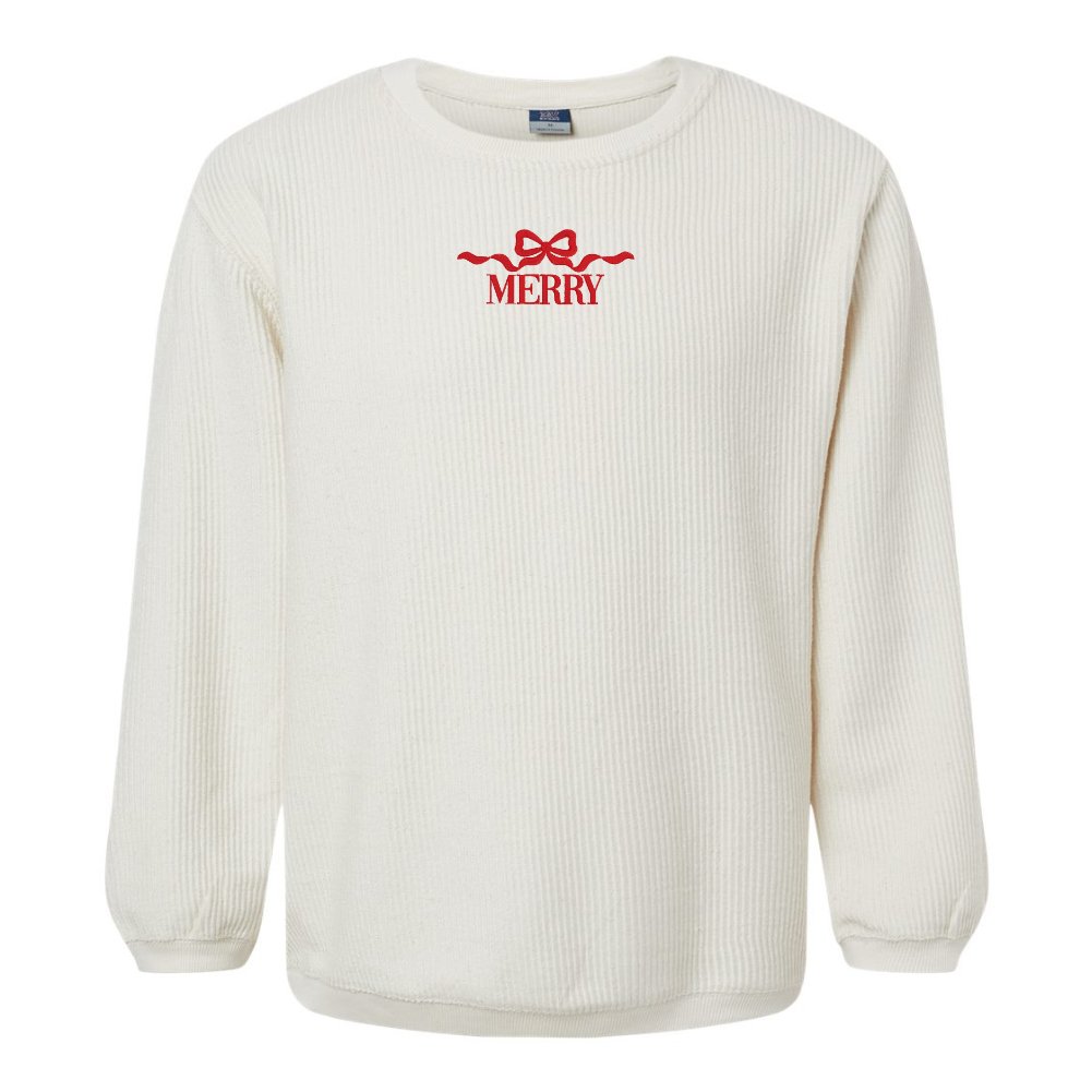 'Merry Bow' Corded Crewneck