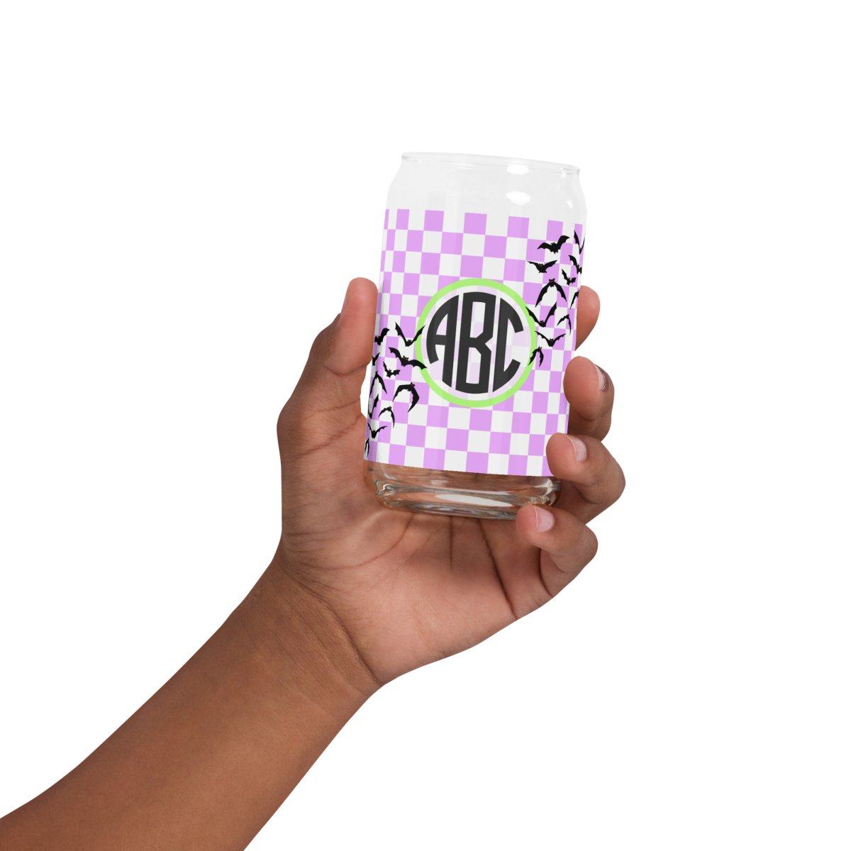 Monogrammed Halloween Glass Can