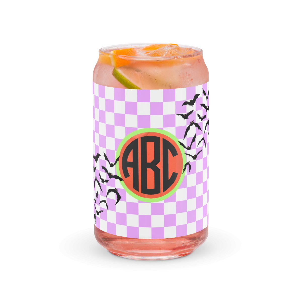 Monogrammed Halloween Glass Can