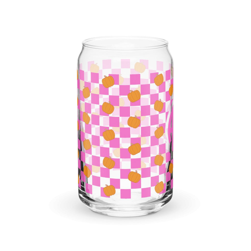 Monogrammed Pumpkin Check Glass Can