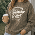 PUFF 'Caffeinated Morning Club' Vintage Leopard Hideaway Crew