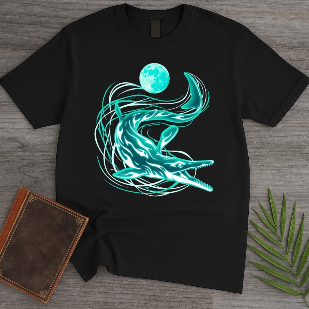 A Blue Mosasaurus Moon T-Shirt