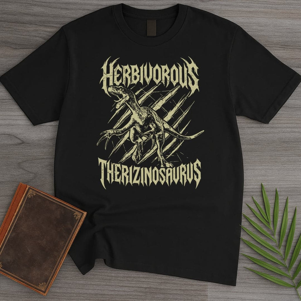 Herbivorous Metal Therizinosaurus T-Shirt