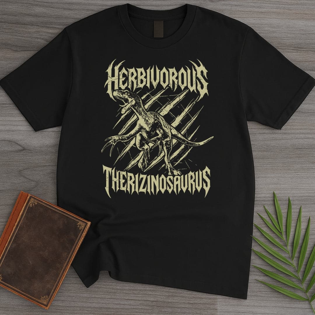 Herbivorous Metal Therizinosaurus T-Shirt