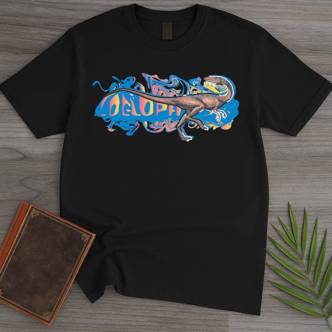 Triassic Melt Coelophysis Blue T-Shirt