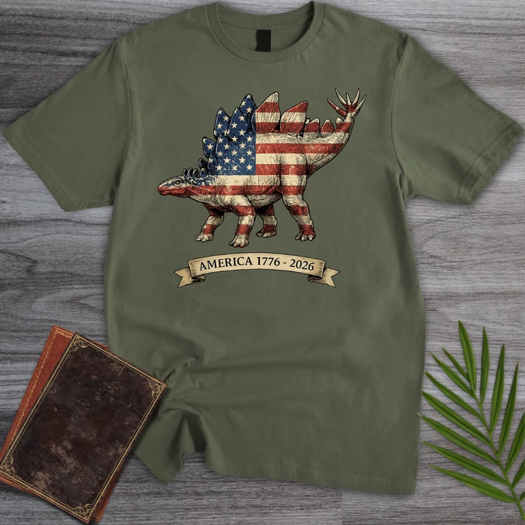 Americas 250th Spangled Spiketail Stegosaurus T-Shirt