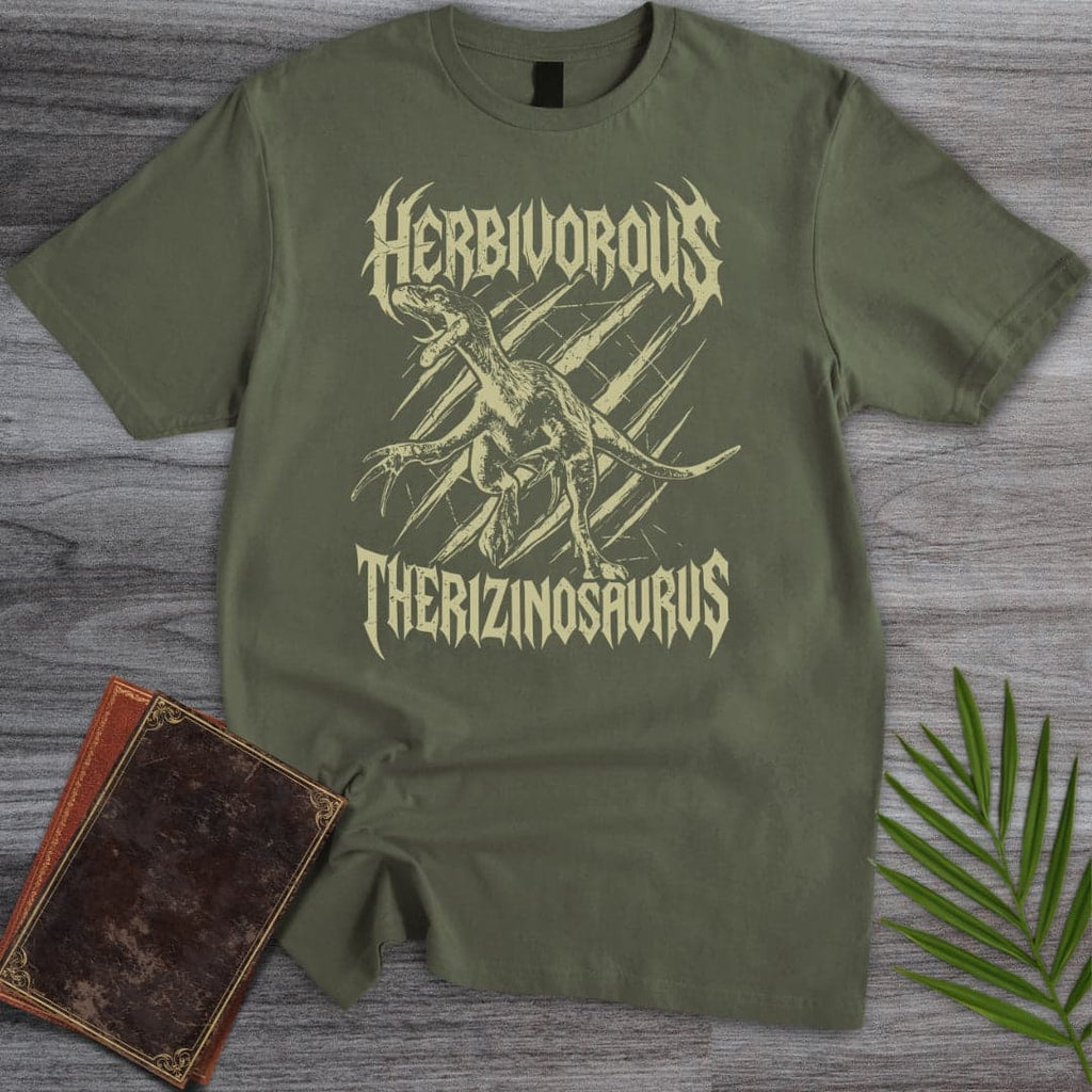 Herbivorous Metal Therizinosaurus T-Shirt