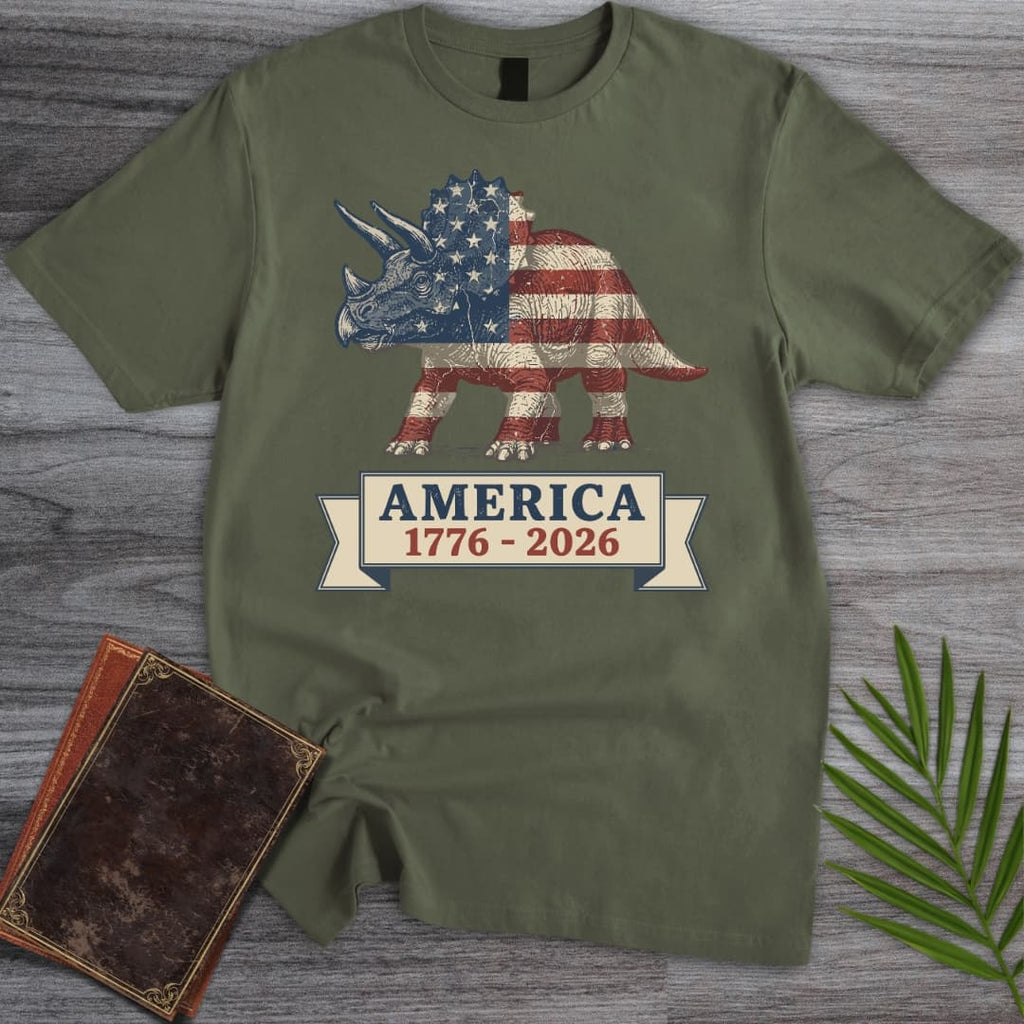 Patriotic Triceratops Americas 250th T-Shirt