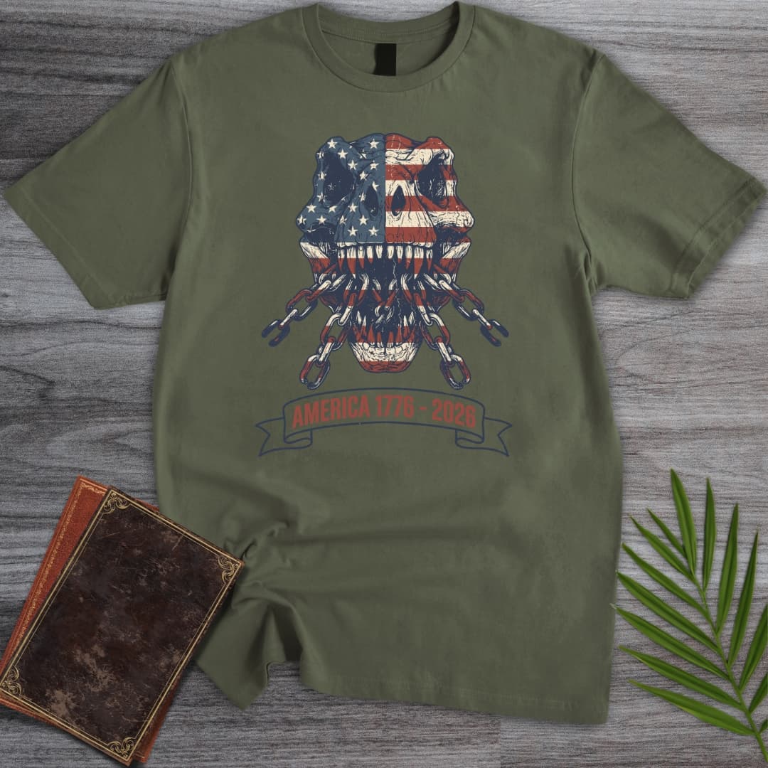 T-Rex Skull Chains Americas 250th T-Shirt