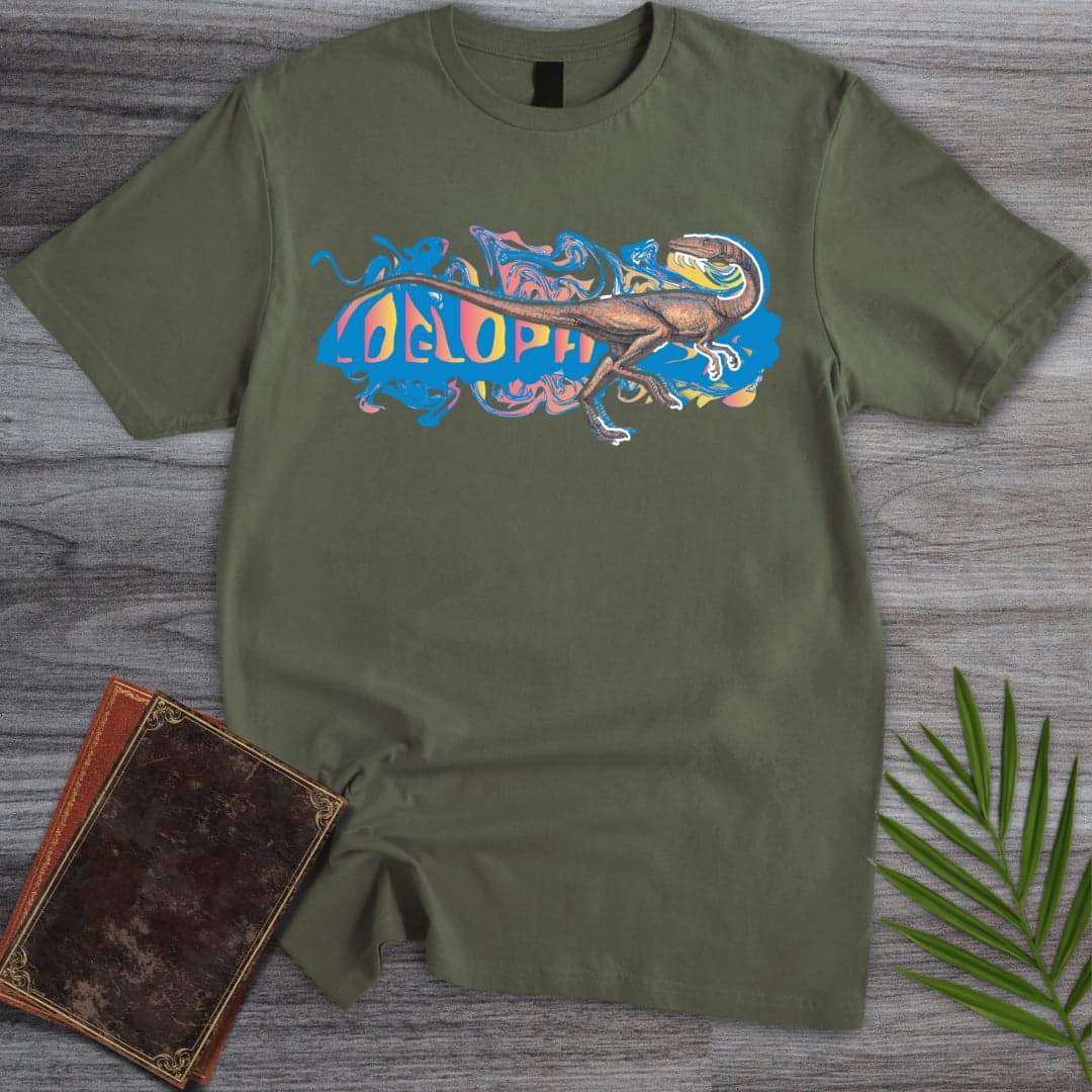 Triassic Melt Coelophysis Blue T-Shirt