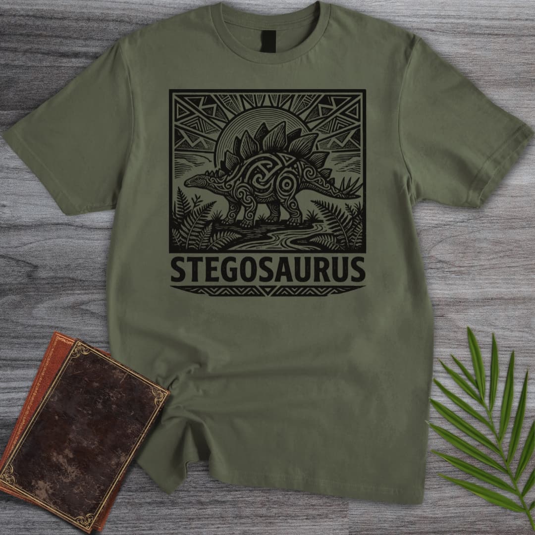 Tribal Herbivorous Stegosaurus T-Shirt