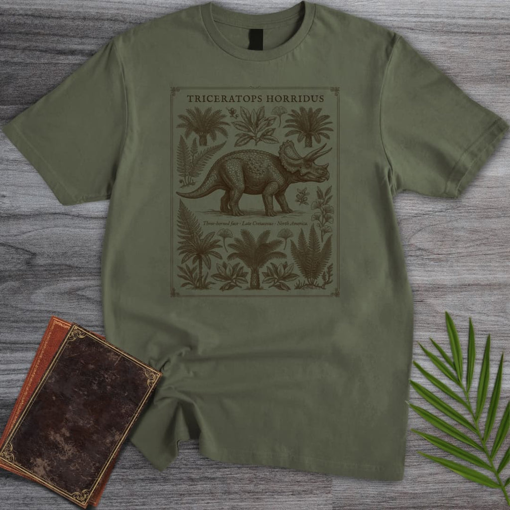 Triceratops Botanical Plate T-Shirt