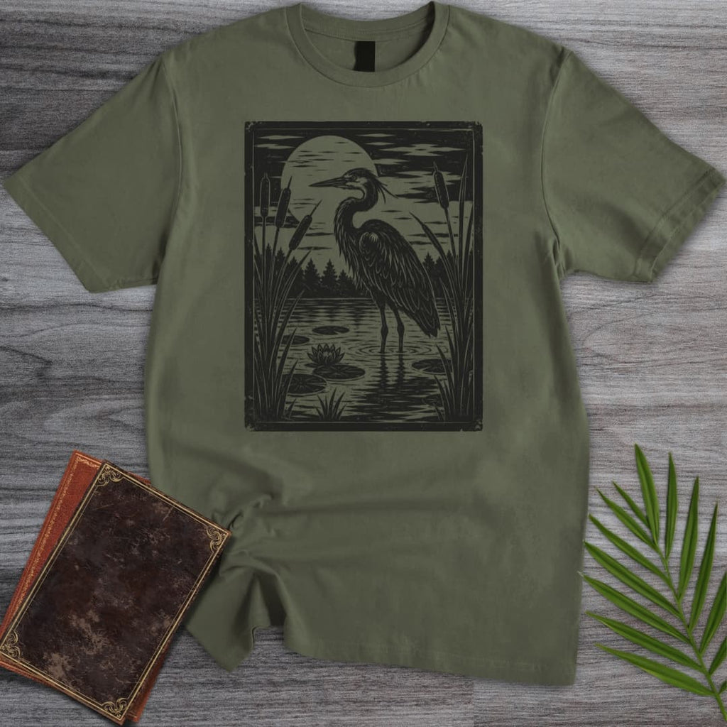 Vintage Blue Heron Moon T-Shirt