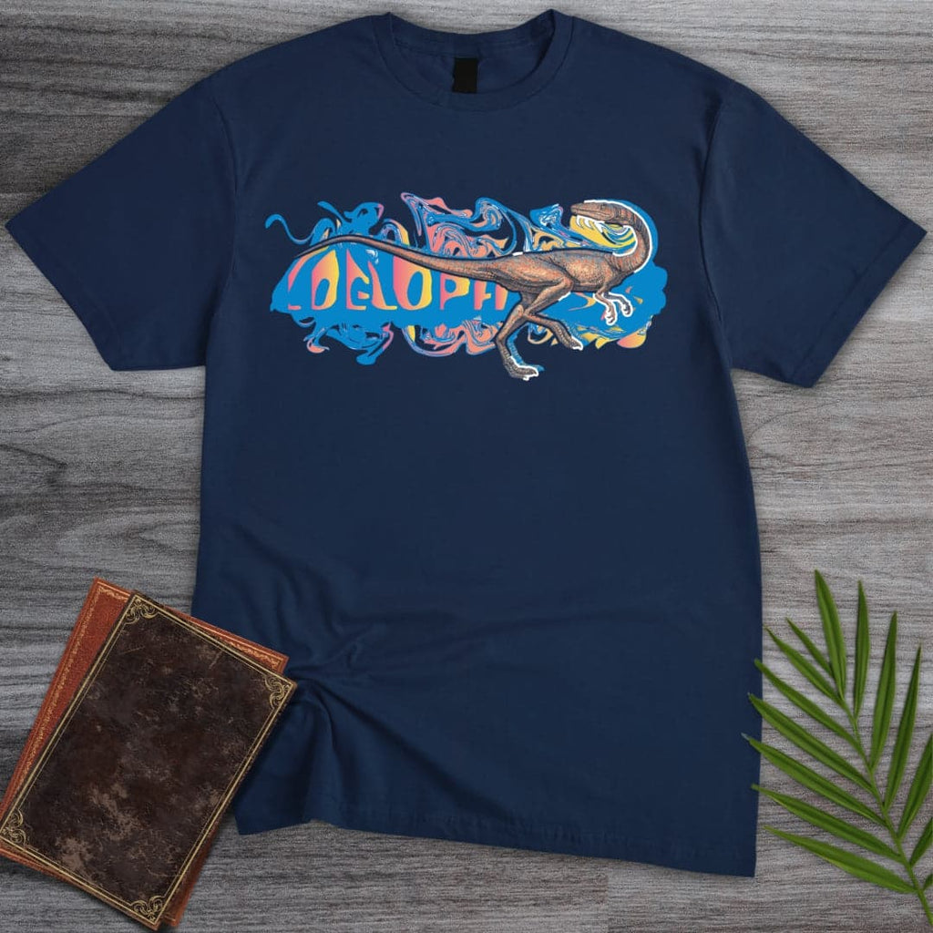 Triassic Melt Coelophysis Blue T-Shirt