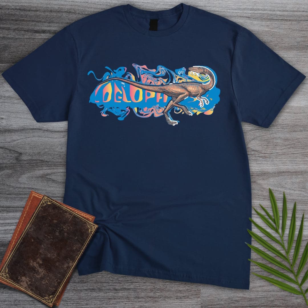Triassic Melt Coelophysis Blue T-Shirt