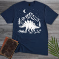 Woodcut Stegosaurus Moon T-Shirt